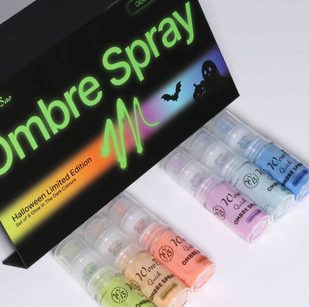 WowBao Nails Glow in the dark, Halloween limited edition set of 6 Quick Ombre Sprays