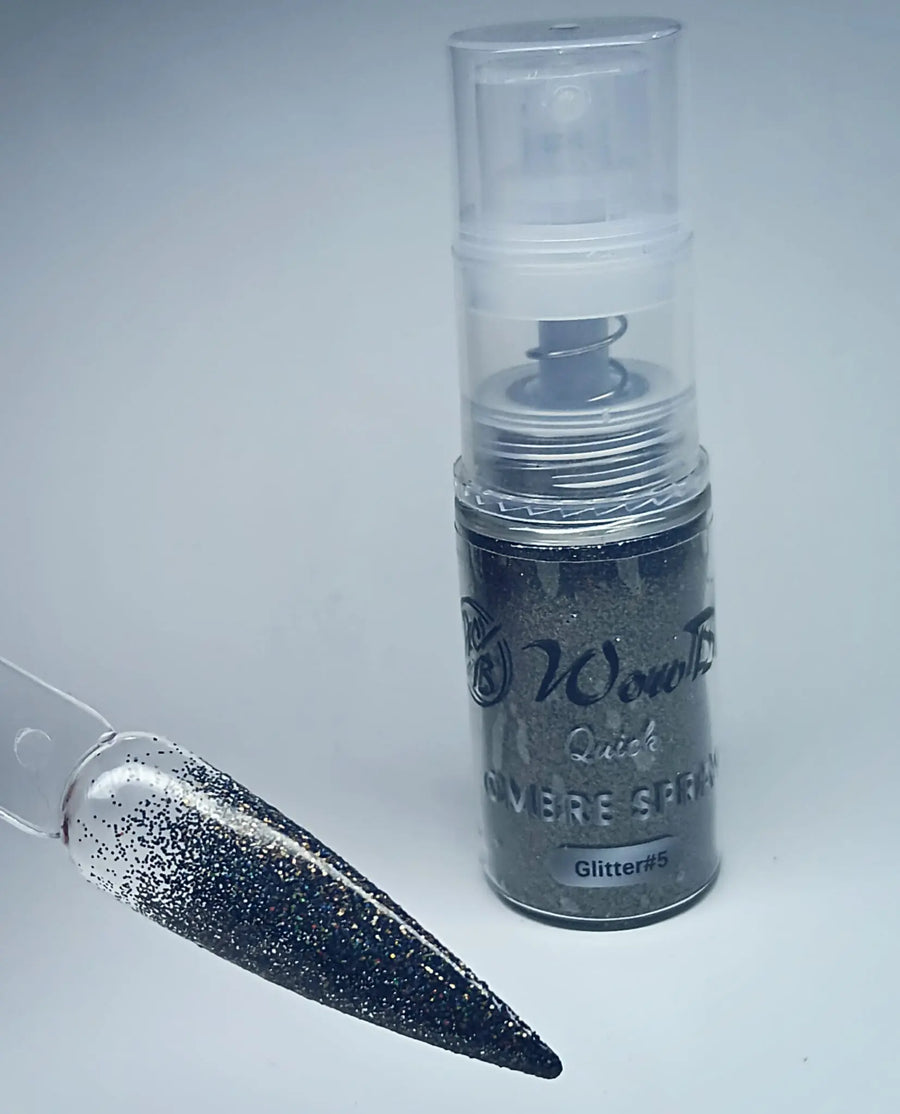 WowBao Nails Quick Ombre Spray - Black Glitter 05